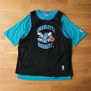 Vintage Starter Charlotte Hornets Tee + Jersey Combo XL‎ 90s Retro Sports NBA
